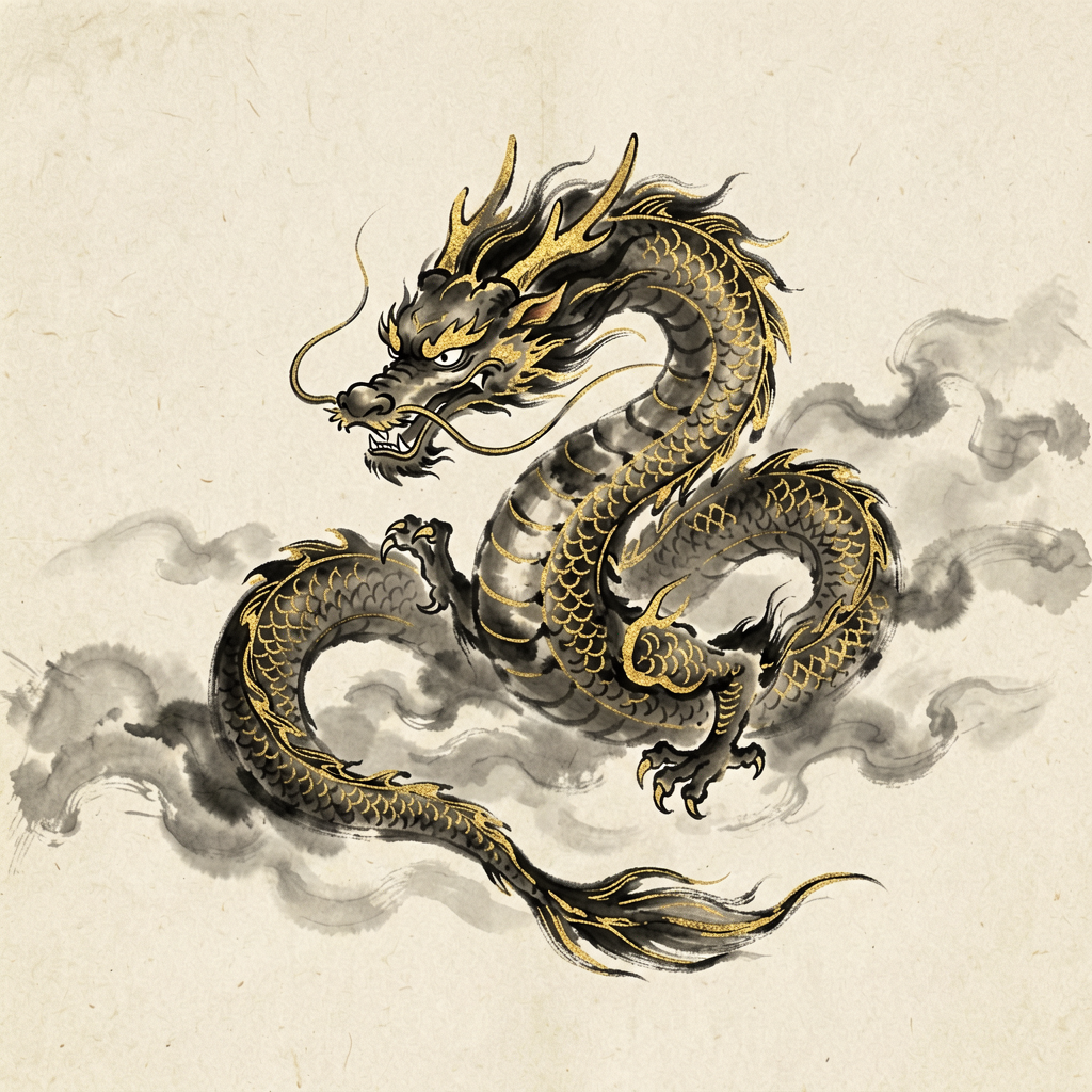 Dragon ink-wash artwork