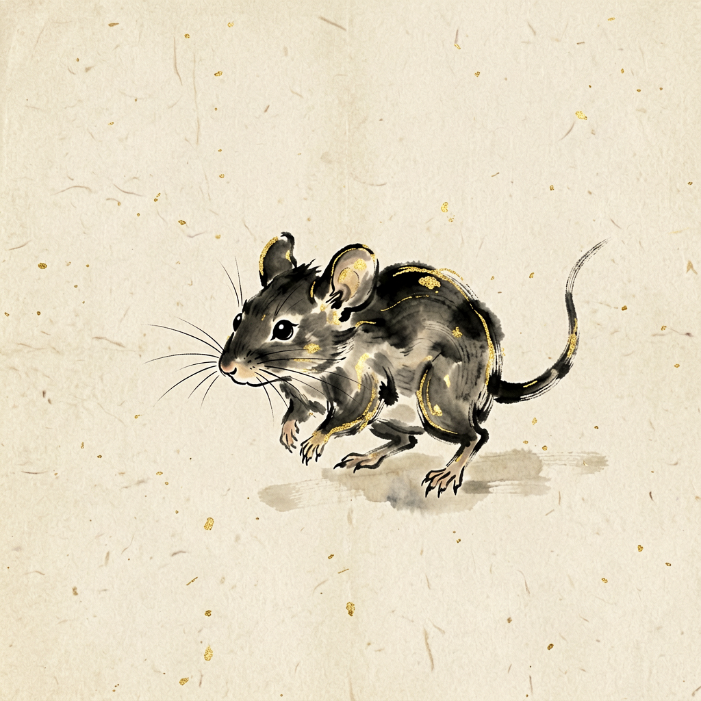 Rat ink-wash artwork