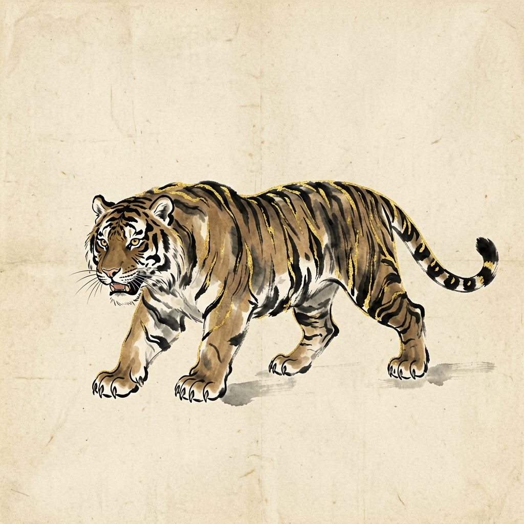 Tiger ink-wash artwork